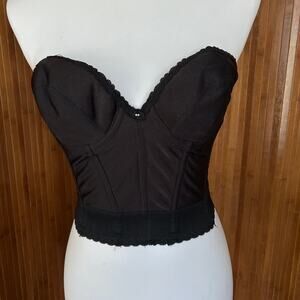 Vintage Carnival Strapless Bustier Bra Black Padded 34C